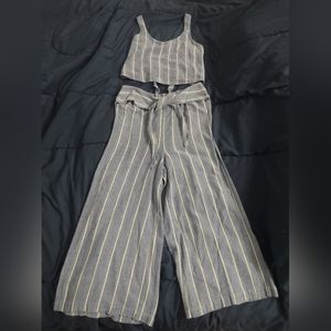 Patrons of Peace Two-Piece Set - Small Top, Medium Pants, Blue, White, Cropped